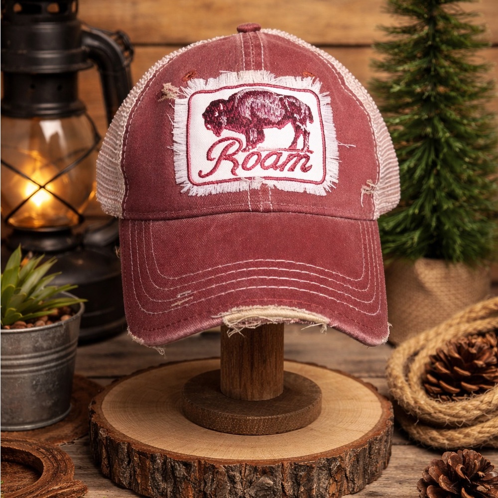 Distressed UNISEX Trucker Hat- Buffalo Roam NWOT